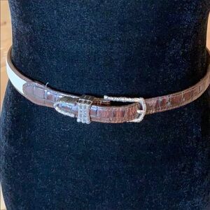 Brighton leather belt with tan canvas Size Small / 28